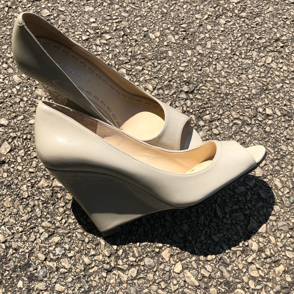 Cream wedge heels